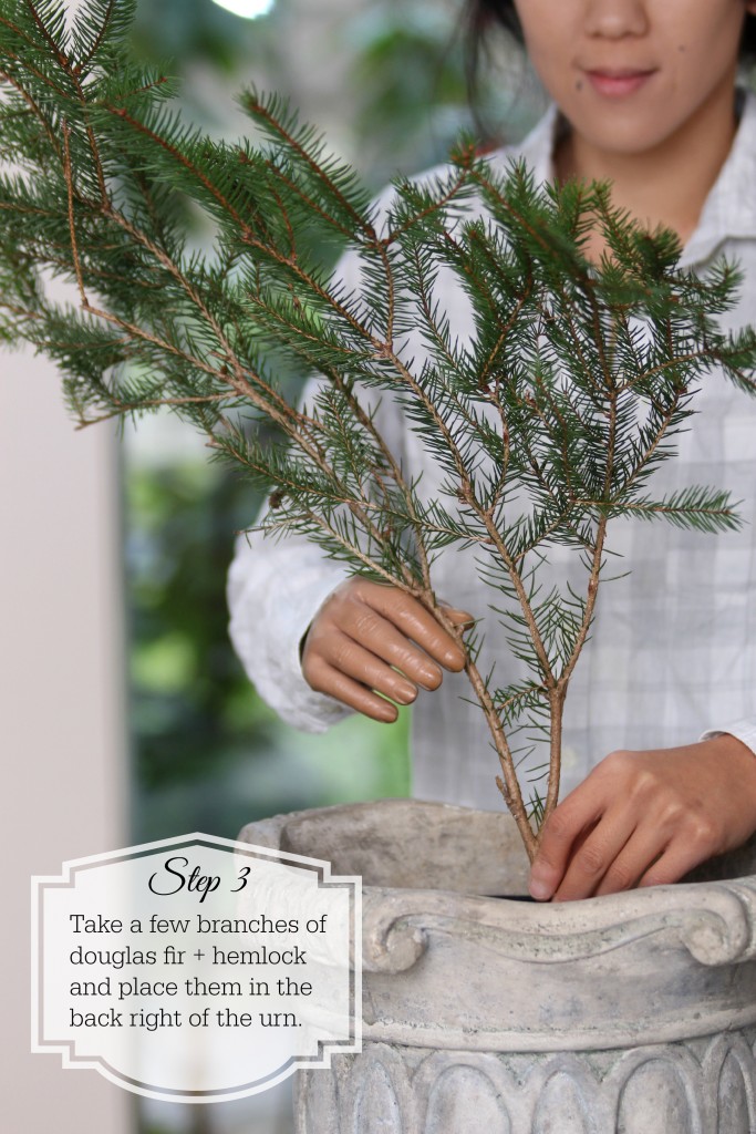 Grand Rapids Wedding Planner and Floral Designer - DIY Holiday Planter - Christmas evergreen and berry planter or urn - Step 3