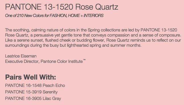 Grand Rapids Wedding Planner and Floral Designer - Pantone colors Spring 2016 - Rose Quartz 13-1520