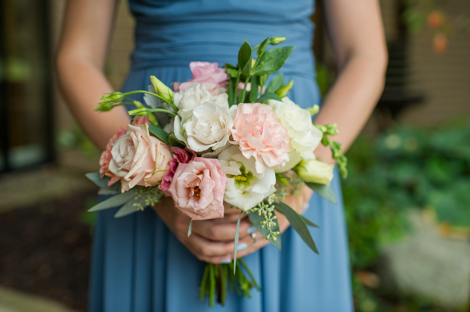JS Weddings and Events, a Grand Rapids Wedding Planner and Floral Designer. Downtown Grand Rapids McKay Ballroom Fall Wedding. A romantic blush and blue palette.