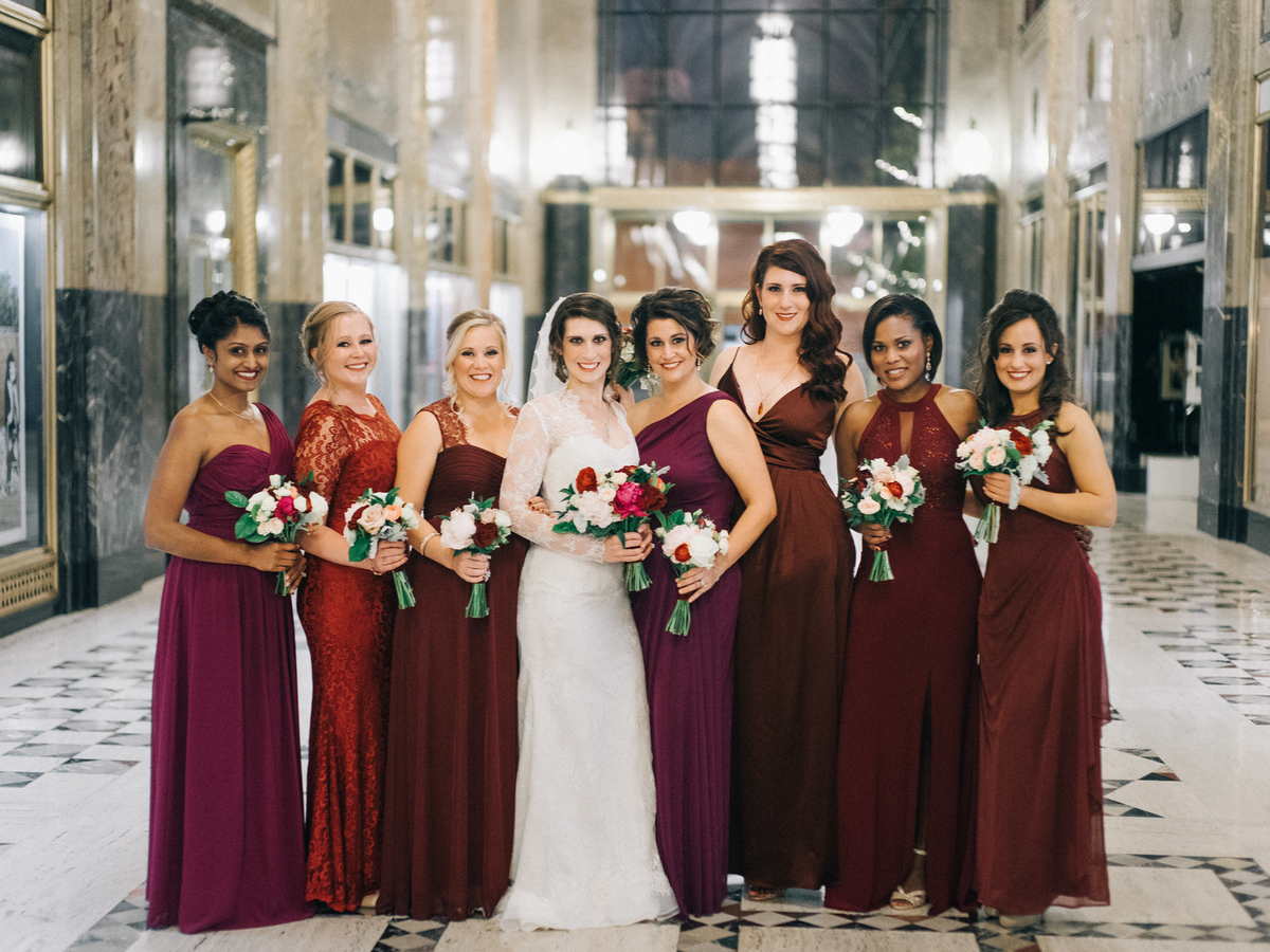 JS Weddings and Events, Grand Rapids Wedding planner and Michigan Floral Designer. An old world vintage winter wedding in Downtown Detroit at the Colony Club with gold, Burgundy and navy blue.