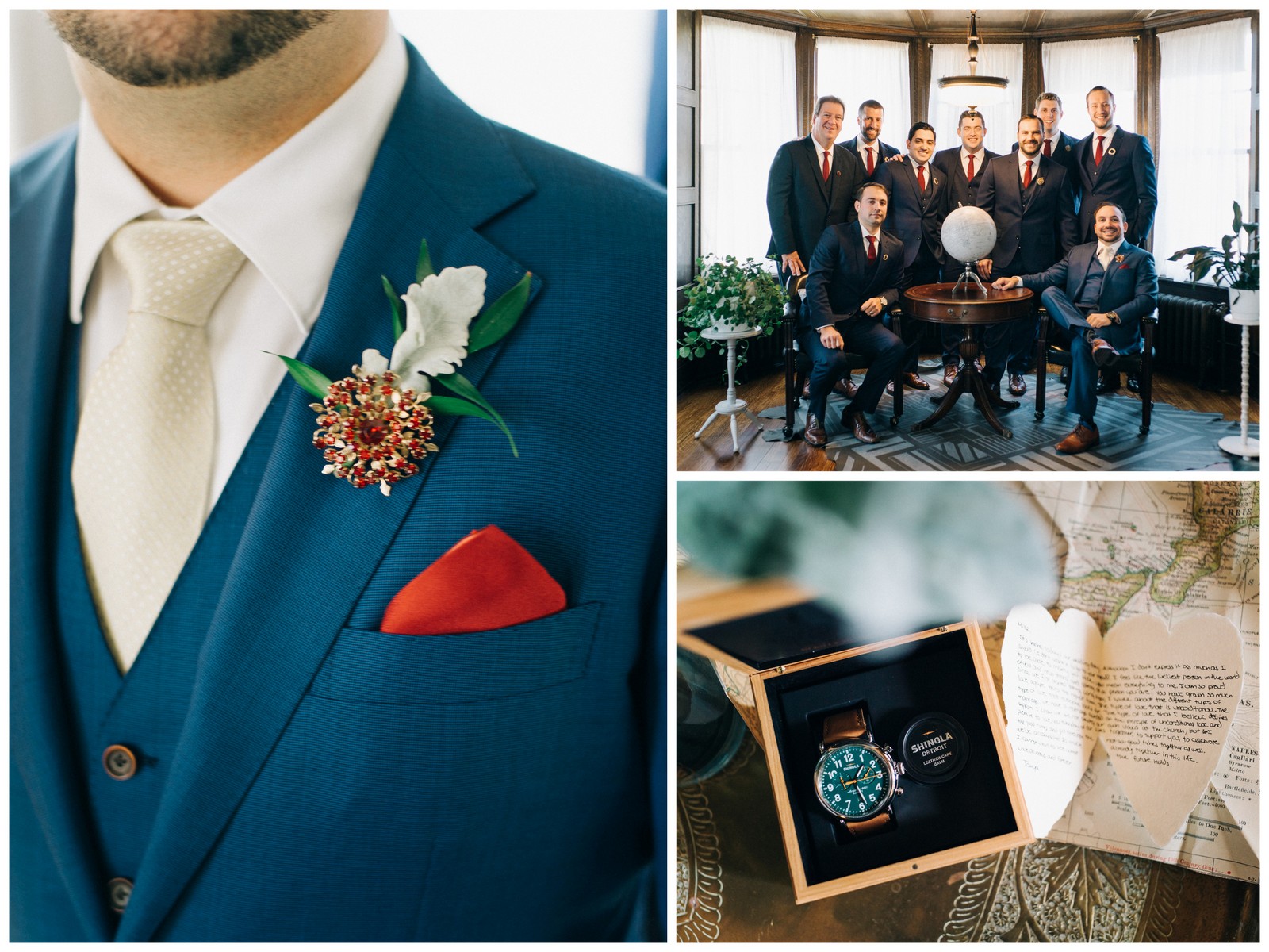 JS Weddings and Events, Grand Rapids Wedding planner and Michigan Floral Designer. An old world vintage winter wedding in Downtown Detroit at the Colony Club with gold, Burgundy and navy blue.