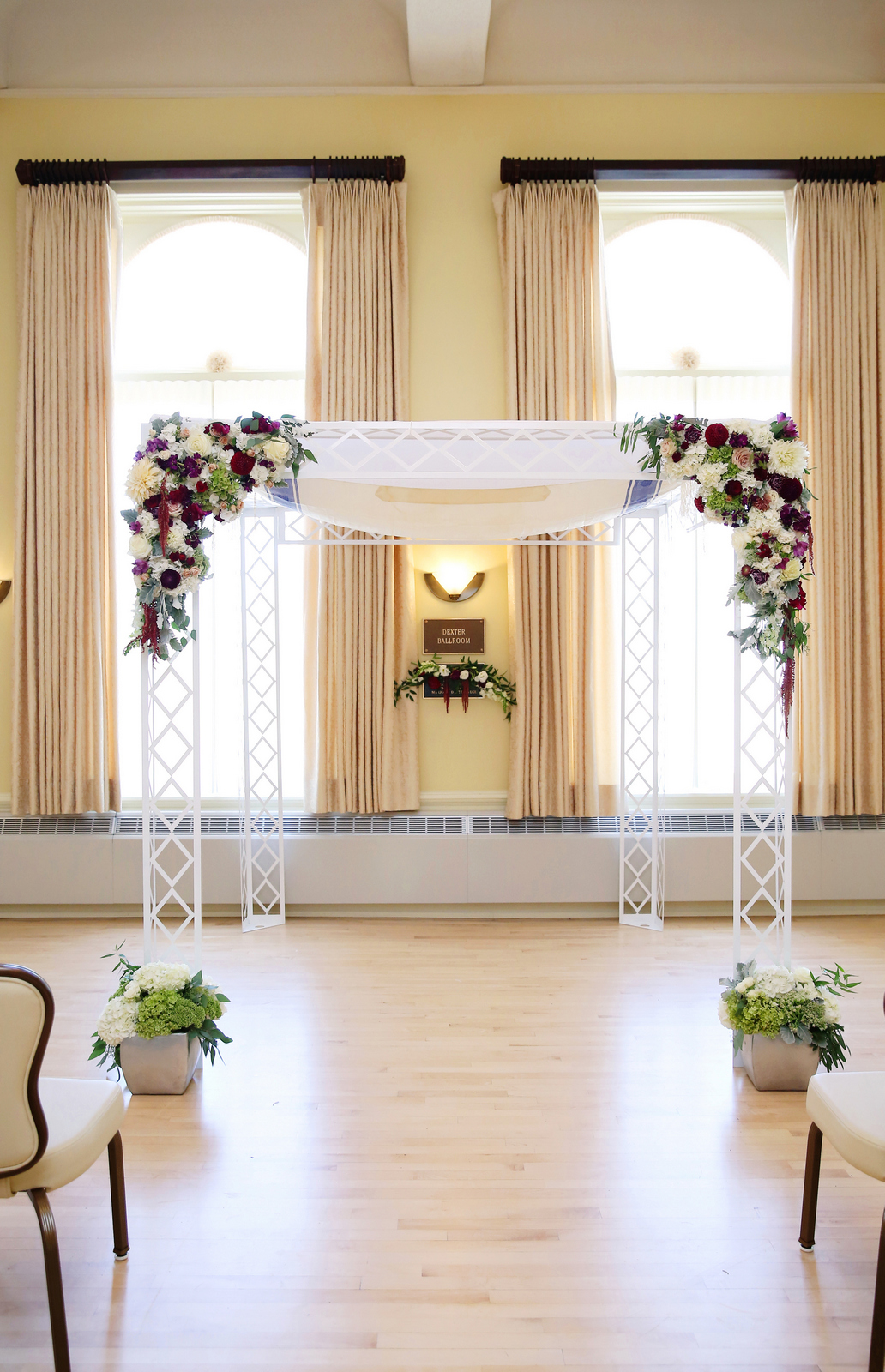 JS Weddings and Events, Grand Rapids Wedding planner and Floral Designer. An elegant and romantic summer wedding in Downtown Grand Rapids at the McKay Ballroom with Burgundy, Blush and Grey.